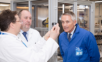 Martin Whitmarsh (r) launched the review on a visit to FT Technologies' facility in Surrey