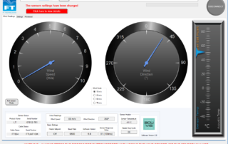 Screenshot of Acu-Vis software for FT ultrasonic wind sensors