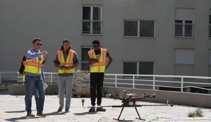 Urban drone with FT wind sensor flies over Kosova