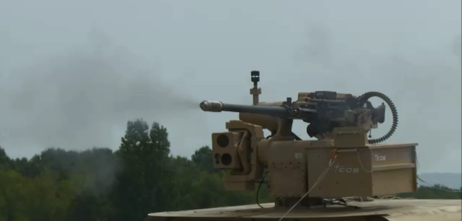 Tank firing gun with wind sensor helping ballistic control