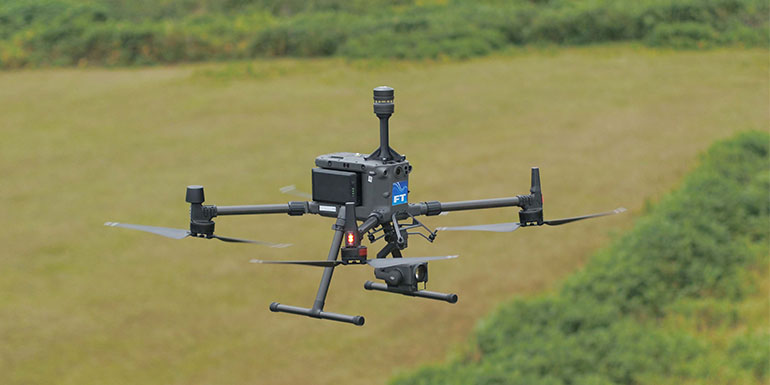 drone in fields